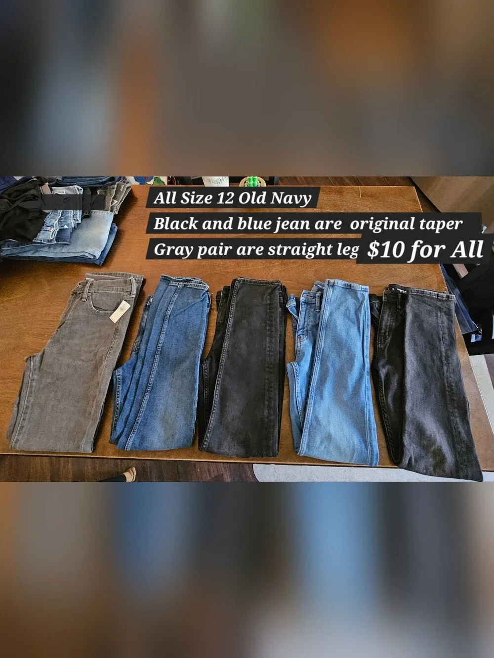 Old Navy Size 12 Boy's Straight Jeans - Blue, Black & Gray Mix